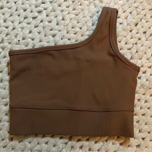 Born Primitive Brown Ribbed One-Shoulder Women's Top